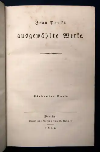 Jean Pauls ausgewählte Werke 1847 Bd. 1-14(von 16) Lyrik Klassiker js