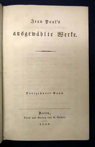 Jean Pauls ausgewählte Werke 1847 Bd. 1-14(von 16) Lyrik Klassiker js