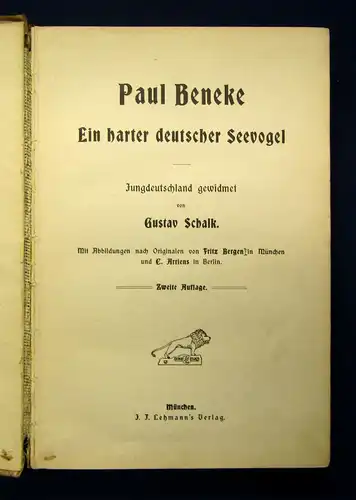 Beneke Ein harter deutscher Seevogel 1906 Belletristik Klassiker Literatur mb