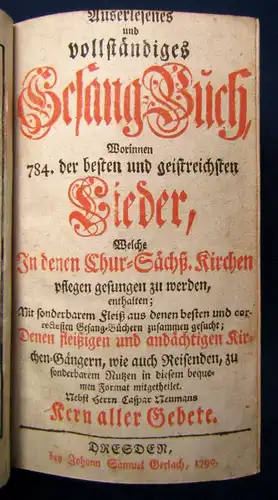 Auserlesenes u. vollständiges Gesang-Buch 1790 Frontispiz Dresden 5 Titel js