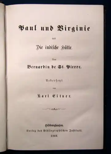 Pierre Bibliothek ausländischer Klassiker Paul und Virginie 1866 Belletristik js