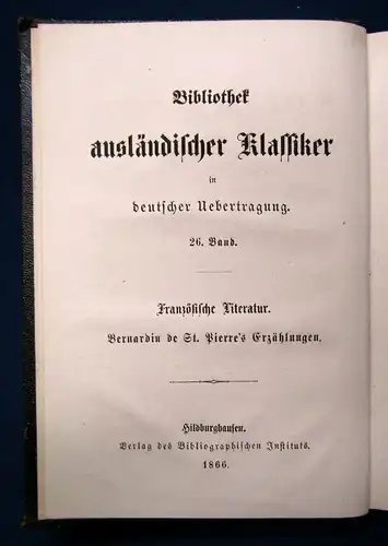 Pierre Bibliothek ausländischer Klassiker Paul und Virginie 1866 Belletristik js