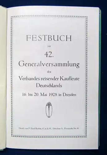 Festbuch zur 42. Generalversammlung des Verbandes reisender Kaufleute 1928 js