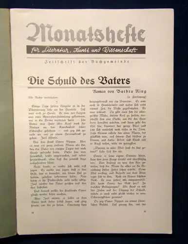 Ring 4 Monatshefte der Buchgemeinde 1936-37 Belletristik Literatur Lyrik js