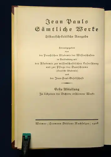 Jean Paul Sämtliche Werke Blumen-, Frucht- und Dornenstücke 6.Bd. 1928 Lyrik mb