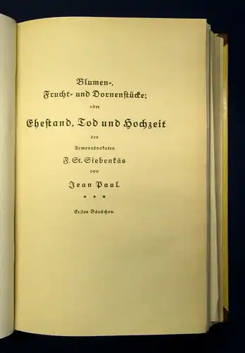 Jean Paul Sämtliche Werke Blumen-, Frucht- und Dornenstücke 6.Bd. 1928 Lyrik mb