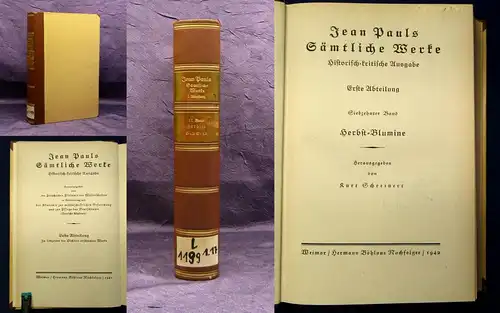 Jean Pauls Sämtliche Werke Herbst - Blumine 17.Bd. 1942 Lyrik Klassiker mb