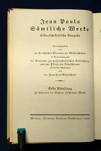 Jean Pauls Sämtliche Werke Hesperus 3.Bd. 1929 Lyrik Klassiker Gedichte Reise mb