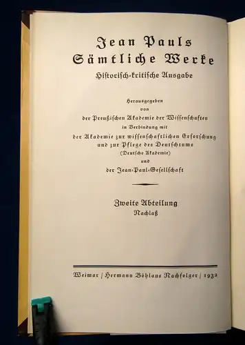 Jean Paul Sämtliche Werke Ausgearbeitete Schriften 3.Bd. 1932 Klassiker Lyrik mb