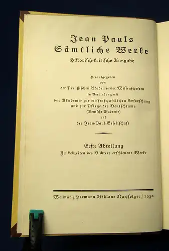 Jean Pauls Sämtliche Werke Biographische Belustigungen 5.Bd. 1930 Klassiker mb