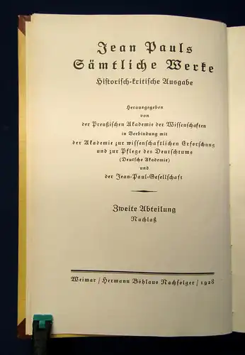 Jean Paul Sämtliche Werke Ausgearbeitete Schriften 1.Bd. 1928 Lyrik Klassiker mb