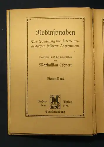 Lehnert Der kurländische Robinson u. die Venetianische Robinsonin 1919 selten js