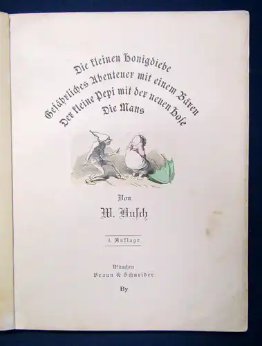 Busch Die kleinen Honigdiebe um 1890 Gefährliche Abenteuer mit einem Bären