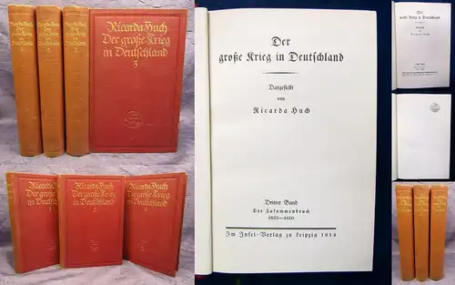 Huch Der große Krieg in Deutschland 3 Bde. komplett EA 1912-1914 selten js