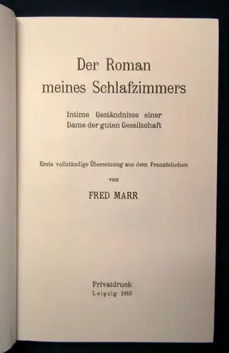 Der Roman meines Schlafzimmers 2 Bde. Reprint 2003 Samteinband Goldschnitt js