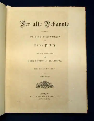 Pletsch Oskar Der alte Bekannte Originalzeichnungen um 1895 alte liebe Reime js