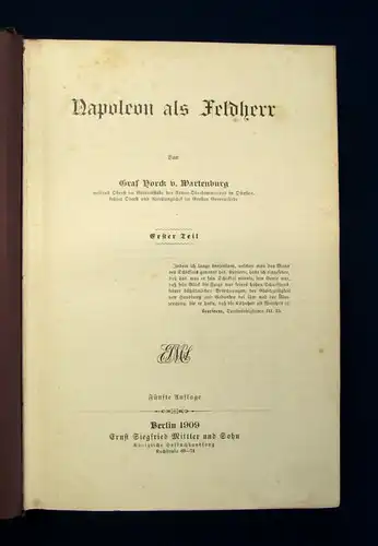 Wartenburg Napoleon als Feldherr 1909 2 Teile in 1 komplett Militaria js
