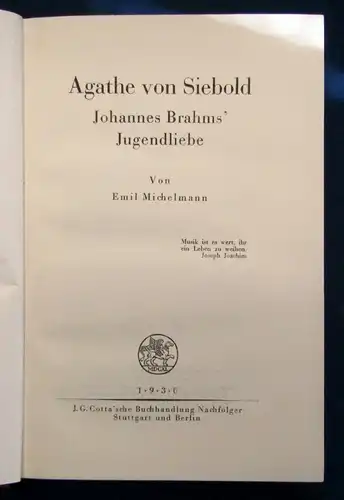 Michelmann Agathe von Siebold Johannes Brahms` Jugendliebe um 1900 js