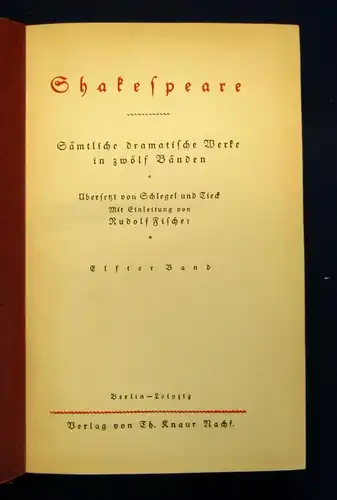 Shakespeare 12 Bände in 4 Büchern komplett Sämtliche u. Dramatische Werke o.J js