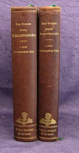 Riemann Große Kompositionslehre 2 Bde.(v.3) Homophon, Polyphon 1902  js