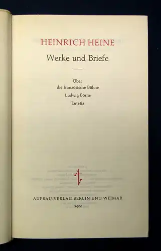 Heine Werke und Briefe in zehn Bänden Ganzlederausgabe 1980 Klassiker mb