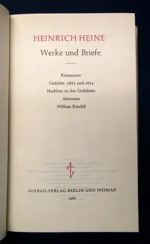 Heine Werke und Briefe in zehn Bänden Ganzlederausgabe 1980 Klassiker mb