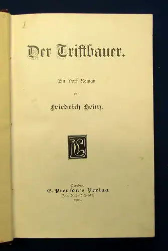 Heinz Der Triftbauer Ein Dorf-Roman seltene EA 1905 Erzählungen Belletristik js