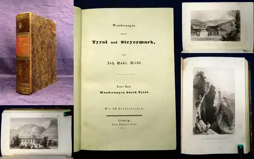 Seidl Wanderungen durch Tyrol und Steyermark 2 Bände in 1 Buch 1840 js