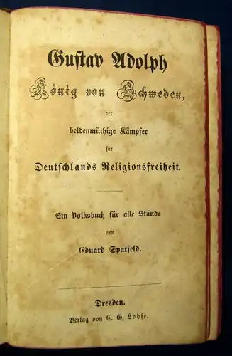 Sparfeld Gustav Adolph König von Schweden [der heldenmüthige Kämpfer] um 1850 js