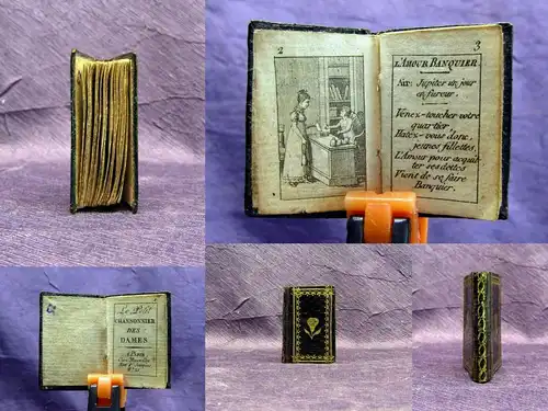Chansonnier Des Dames um 1800 Liederbuch Minibuch 3,5 x 2cm Kupferstiche js