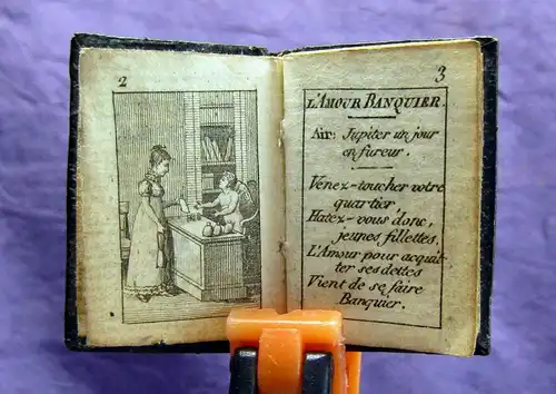 Chansonnier Des Dames um 1800 Liederbuch Minibuch 3,5 x 2cm Kupferstiche js