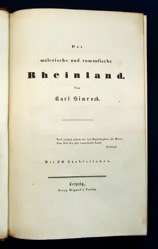 Simrock, Karl Das malerische und romantische Rheinland um 1840 dekorativ js