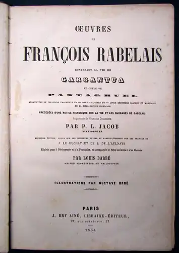 Oeuvres de Francois Rabelais contenant la vie de Gargantua 1854 Klassiker js