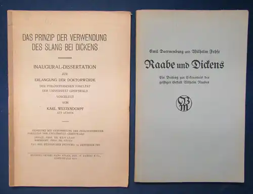 Fehse Raabe u. Dickens+ Das Prinzip d. Verwendung d. Slang bei Dickens 1923 js