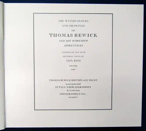 Bain The Watercolours and Drawings of Thomas Bewick 2 Bde 1981 Kunst js