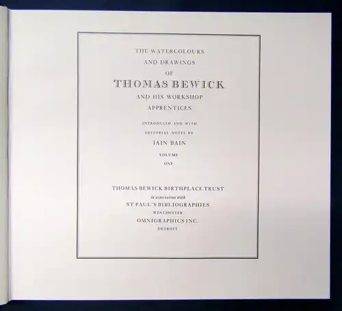 Bain The Watercolours and Drawings of Thomas Bewick 2 Bde 1981 Kunst js