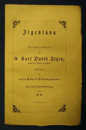 Ilgen Erinnerungen an Dr. Karl David Ilgen Ilgeniana 1853 Anekdoten selten js