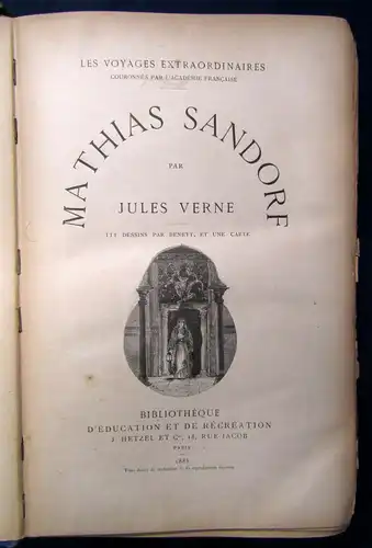 Jules Verne Mathias Sandorf 1885 111 Abb. von Benett und 1 Karte Literatur js