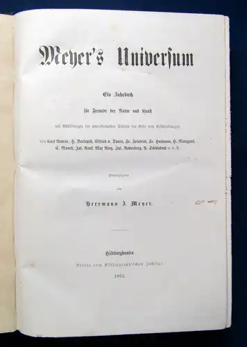 Meyers Universum Ein Jahrbuch für Freunde der Natur und Kunst 1862 Großoktav js