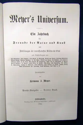 Meyers Universum Ein Jahrbuch für Freunde der Natur und Kunst 3.Bd. 1864 js