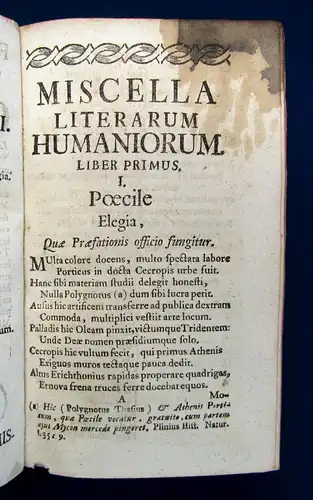 Weiternauer, Ignaz Miscella literarum humaniorum 1752 Belletristik Literatur js