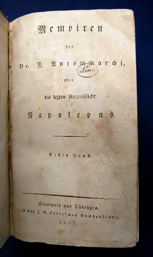 Antommarchi Memoiren des Dr. F. Antommarchi 2Bde 1. deutsche Ausgabe 1825 mb