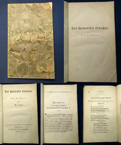 Goethe Des Epimenides Erwachen. Ein Festspiel. EA 1815 Or. Broschur Klassiker js