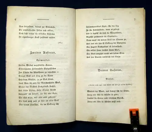 Goethe Des Epimenides Erwachen. Ein Festspiel. EA 1815 Or. Broschur Klassiker js