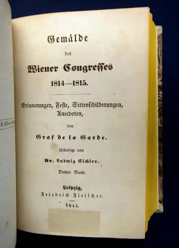 Garde Gemälde des Wiener Congresses 1814-1815 1844 4 Bde in 1 Napoleon mb