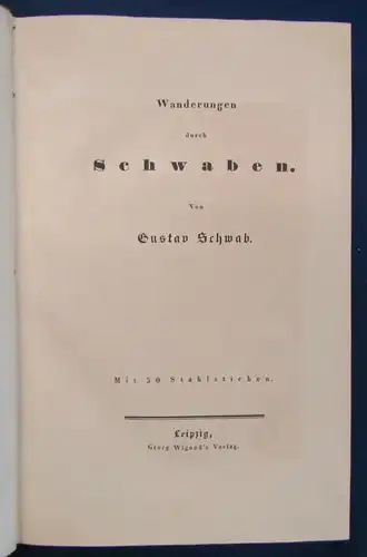 Schwab Wanderungen durch Schwaben. Sektion II.1837 Wissen Geographie js