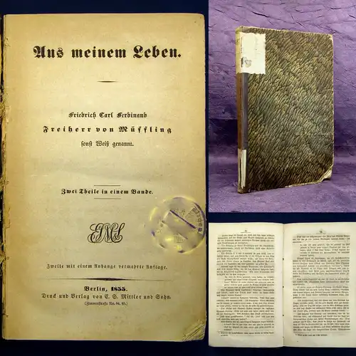 Müffling Aus meinem Leben. [...] Zwei Theile in einem Bande 1855 Geschichte js