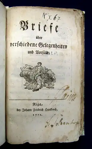 Stockhausen Briefe über verschiedene Gelegenheiten und Vorfälle 1772 js