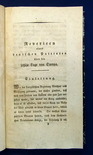 Marcard Reverieen eines deutschen Patrioten über Europa 1806 Napoleon Geschichte