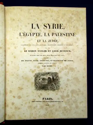 La Syrie, l'Égypte, la Palestine et la Judée. 2 Bände komplett 1839 Geografie js